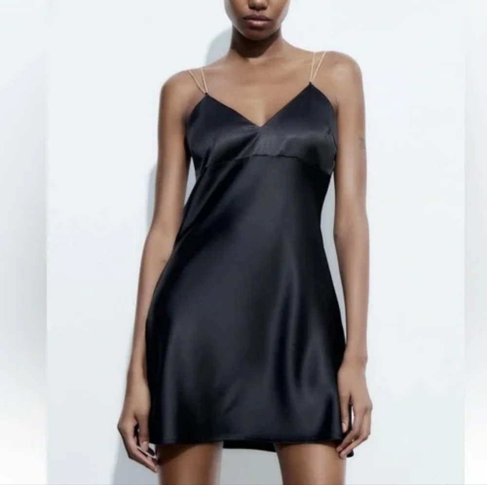 ZARA LIMITED EDITION CHAIN STRAP SATIN EFFECT DRESS